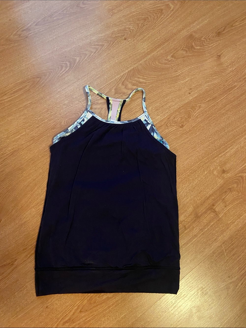 Ivivva Black Tank Top with Blue Printed Trim